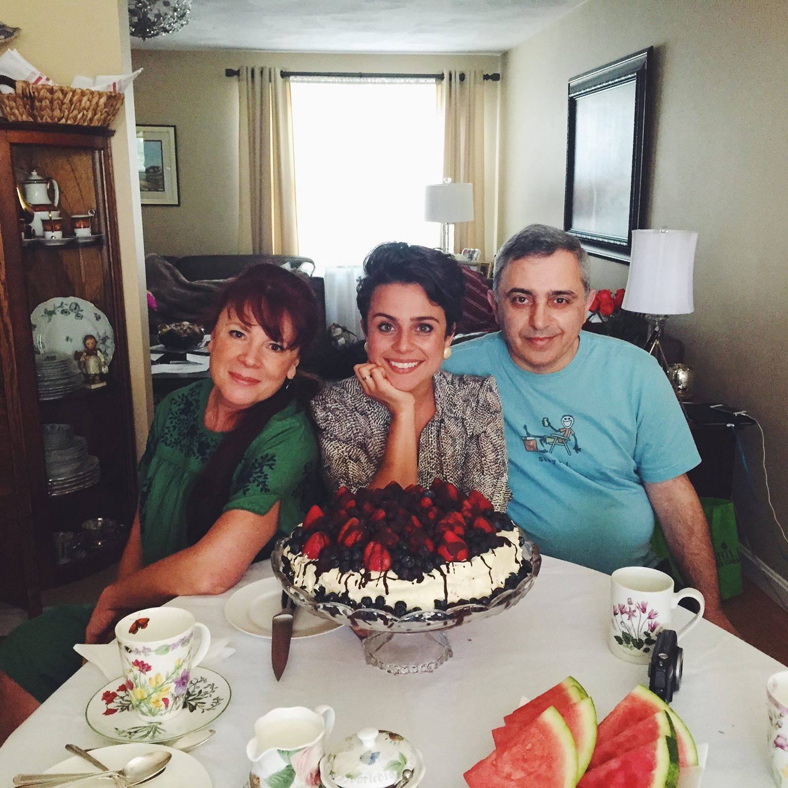 Polina with her parents