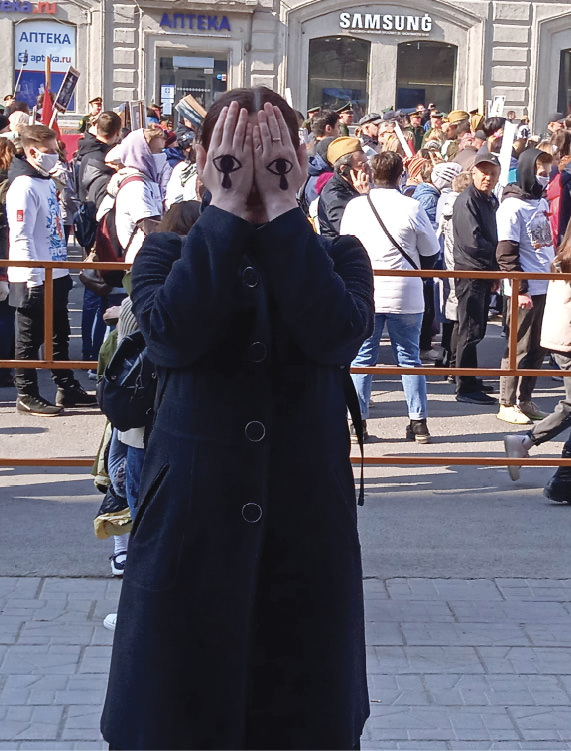 Woman protesting in Novosibirsk.