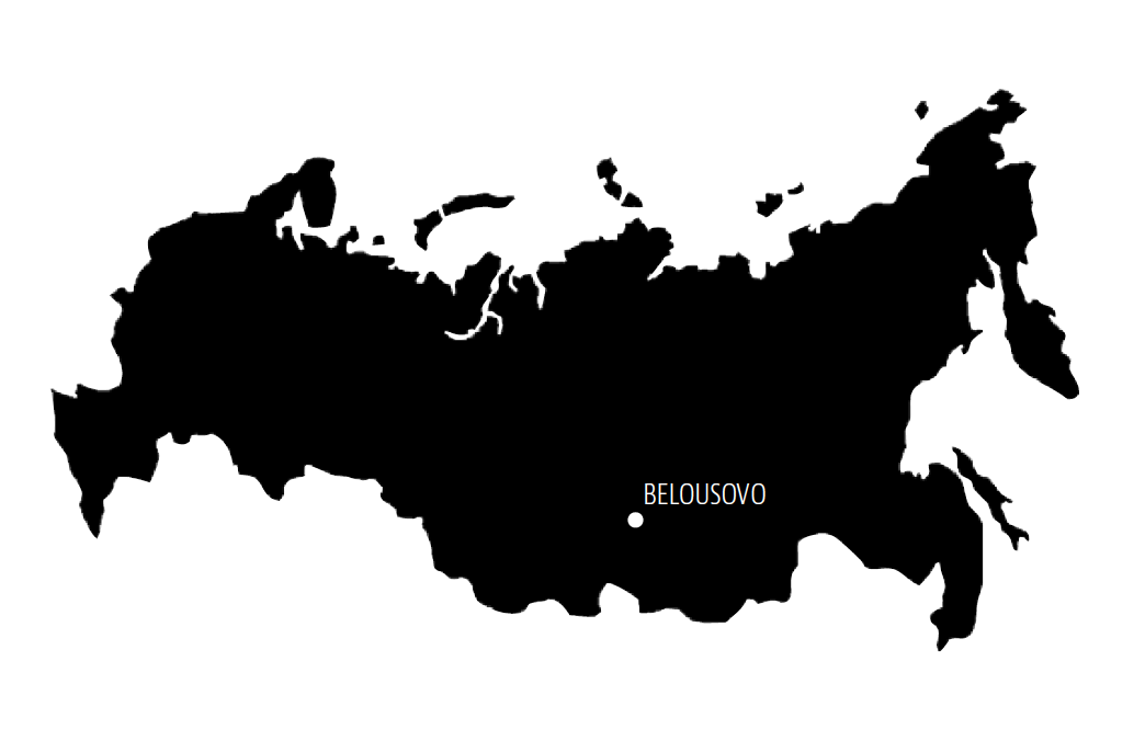 Map of Russia showing Belousova location