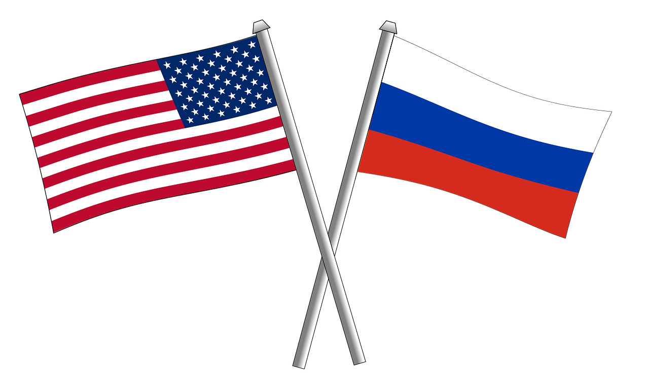 Russian and American flags