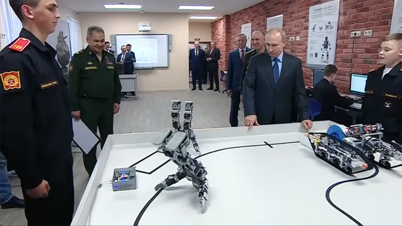 Putin watching robots