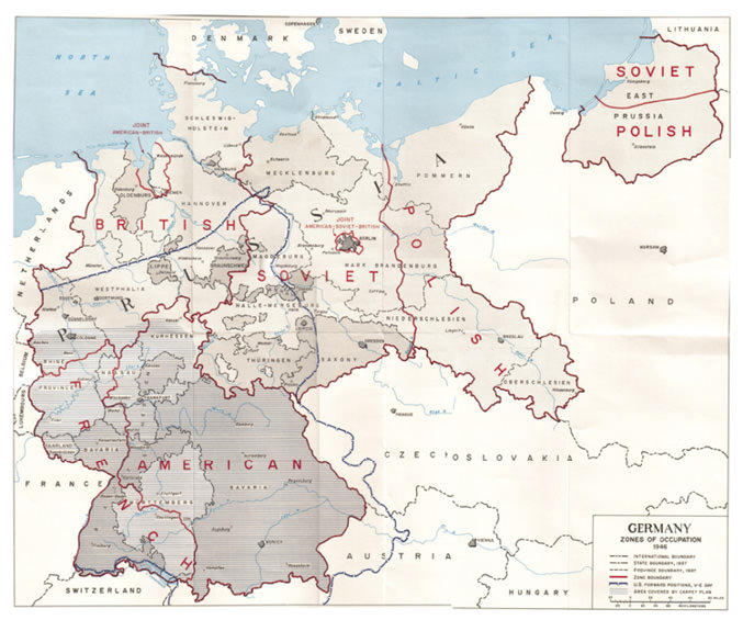 Map of separated Germany