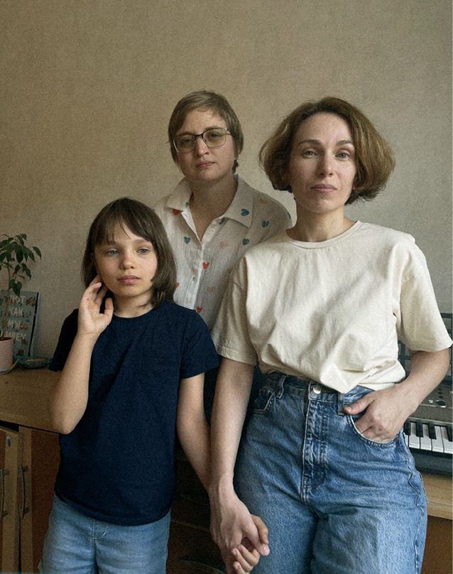 Family looking at the camera.