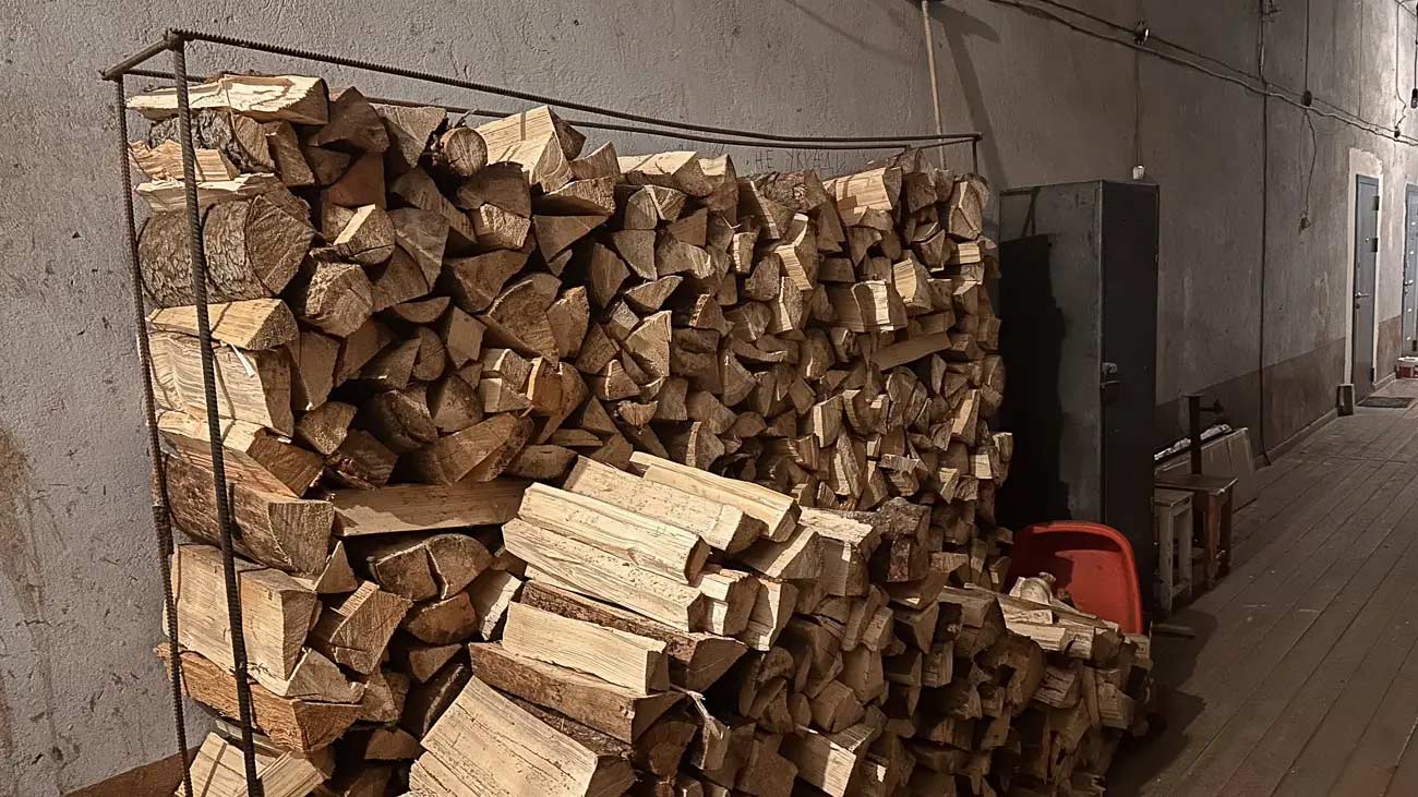 Stacked firewood.
