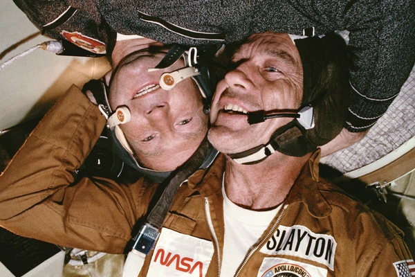 Soyuz and Apollo Dock in Space