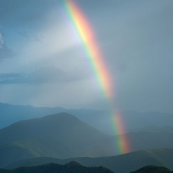 Rainbow over the ridges<br>