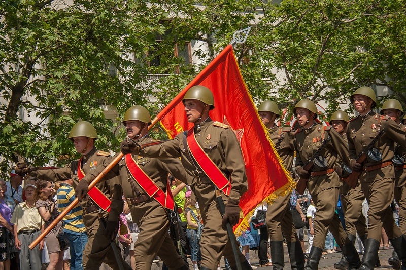 "Victory Day" Sung from Balconies